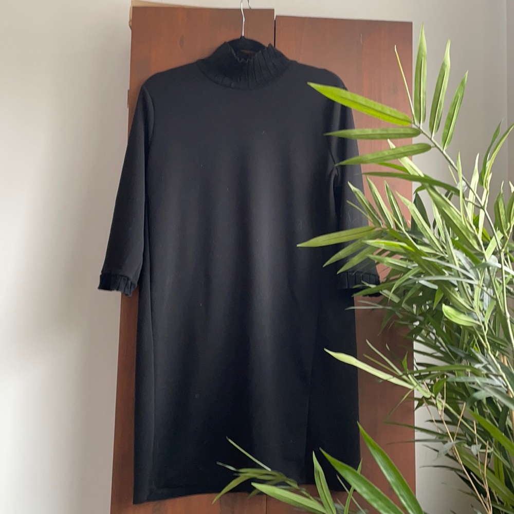 Mock-neck Dress in Black